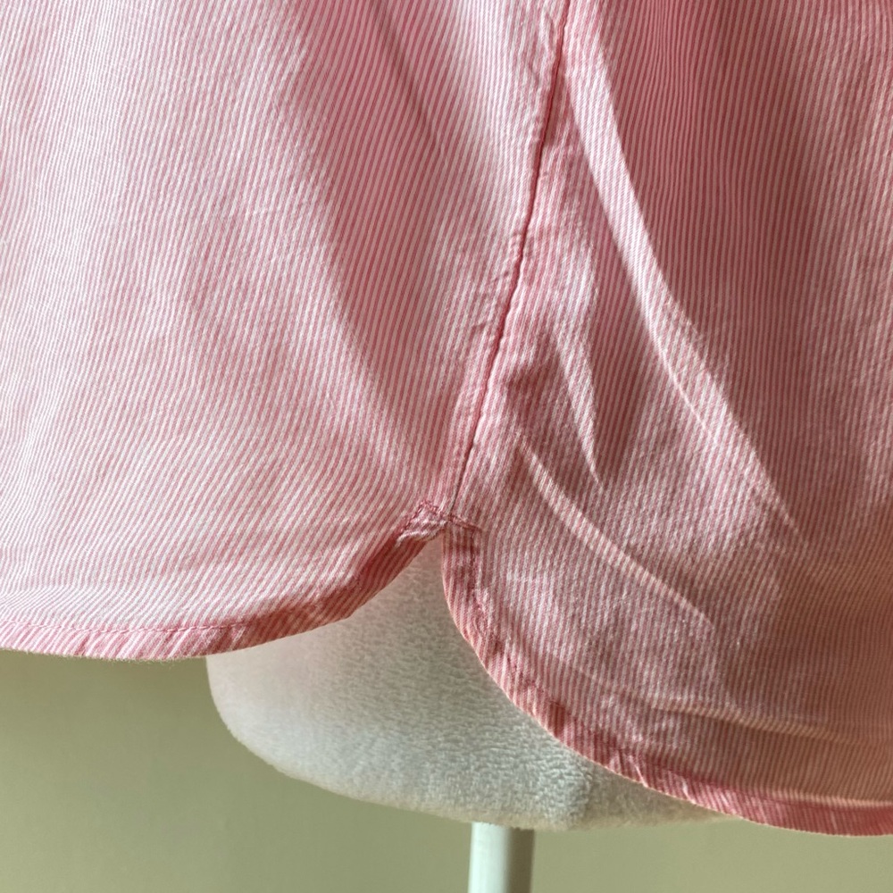 👚 Loft pink and white striped ruffle blouse shirt top XS - Picture 5 of 12